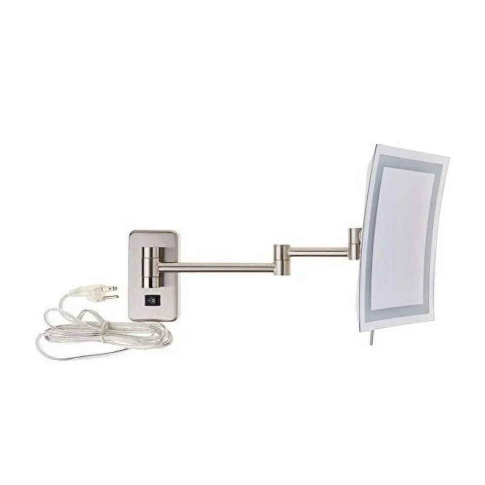 Jerdon JRT710NL LED Lighted 5X Wall Mounted Rectangular Mirror, Nickel 6.5x9